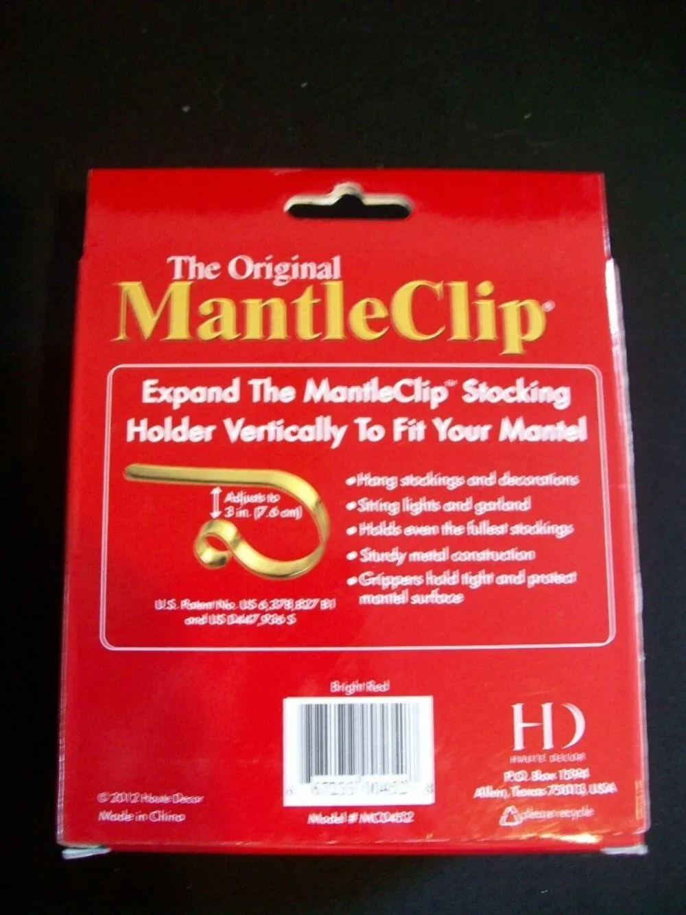 The Original Mantle Clip Set 4 Red Chrome Christmas Stocking Hangers Holders